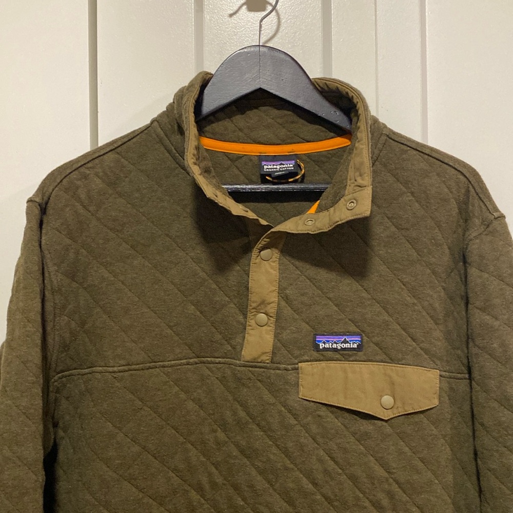 Men's Patagonia Organic Cotton Snap Quilted Sweatshirt Size Large